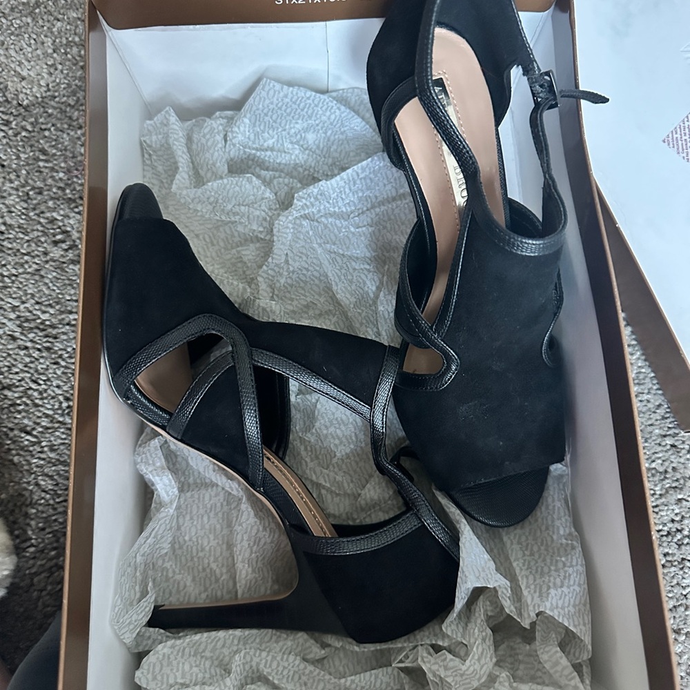Audrey Brooke Black Strappy Heels